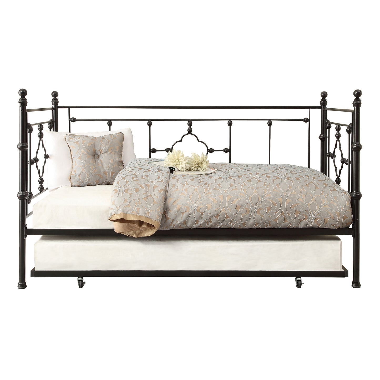 Auberon Black Metal Daybed with Trundle