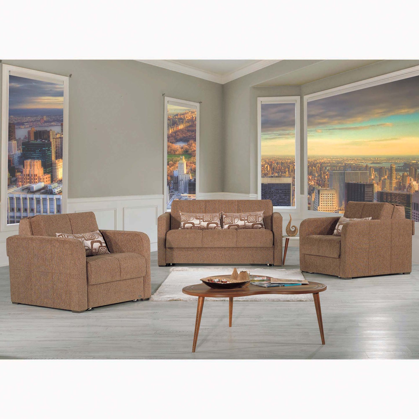 Ferra Fashion Upholstered Convertible Sofabed with Storage Brown