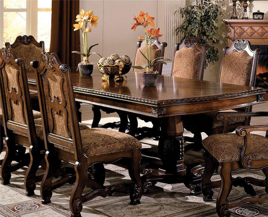 Crown Mark Neo Renaissance Double Pedestal Dining Table in Warm Brown image