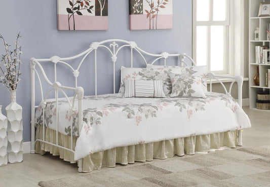 Halladay White Twin Metal Daybed with Floral Frame