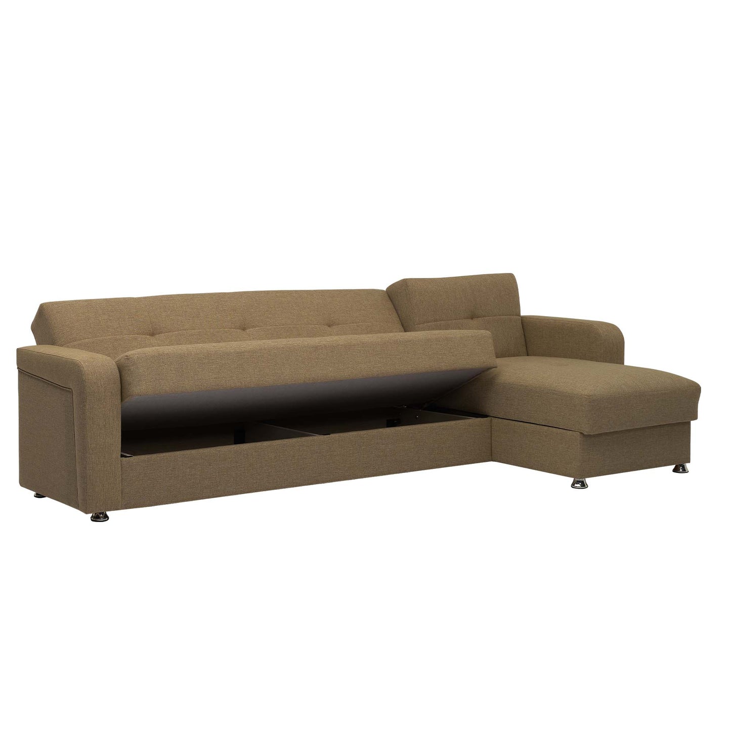 Harmony Upholstered Convertible Sectional with Storage Brown