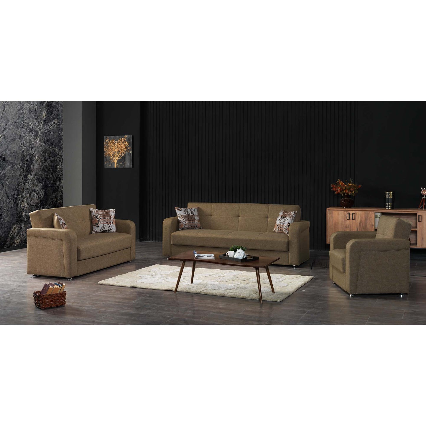 Harmony Upholstered Convertible Sofabed with Storage Brown