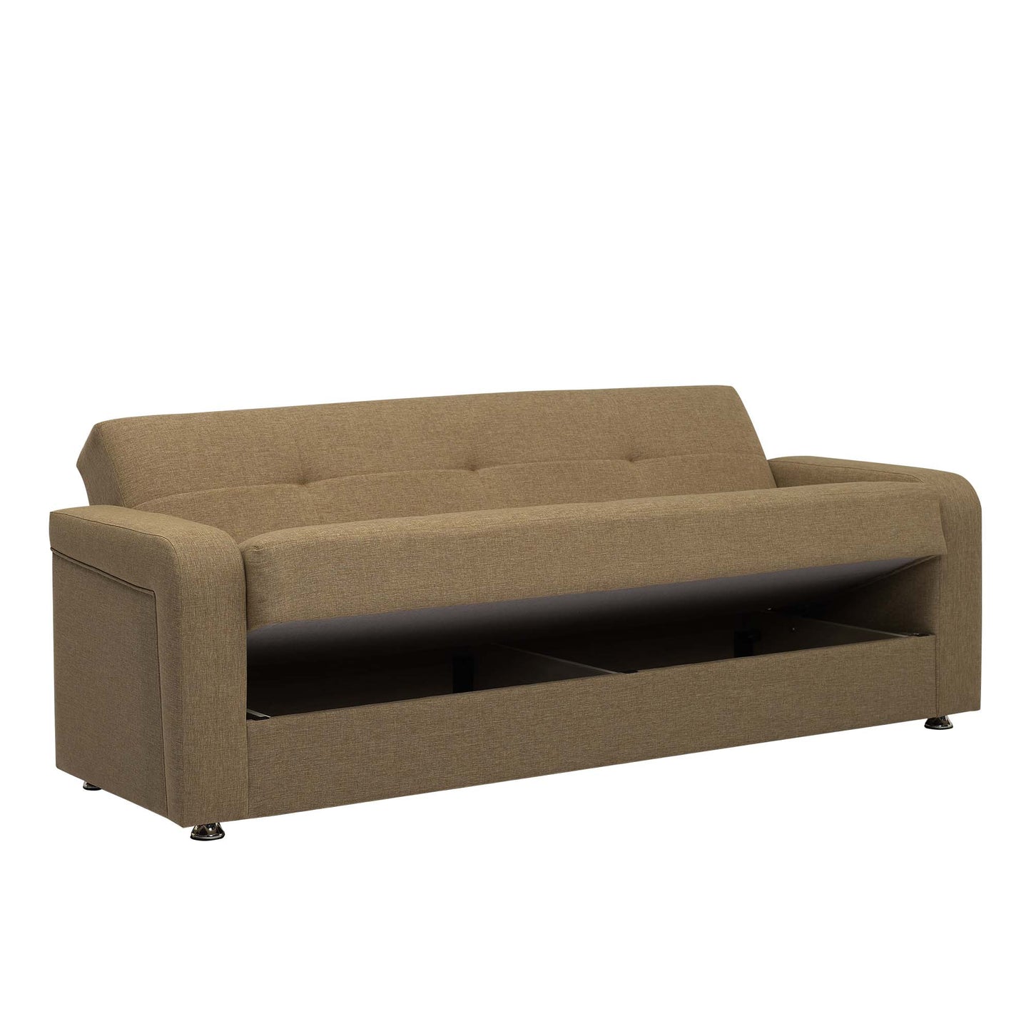 Harmony Upholstered Convertible Sofabed with Storage Brown