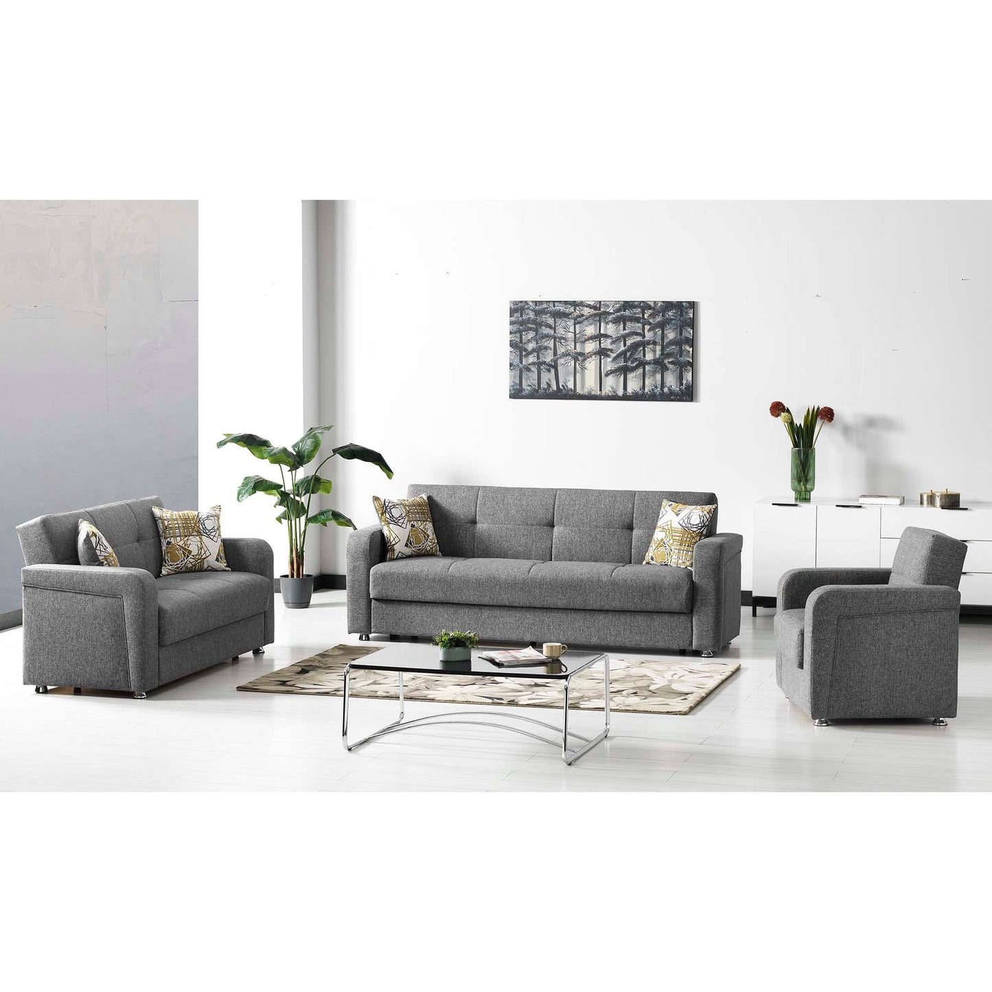 Harmony Upholstered Convertible Sofabed with Storage Grey