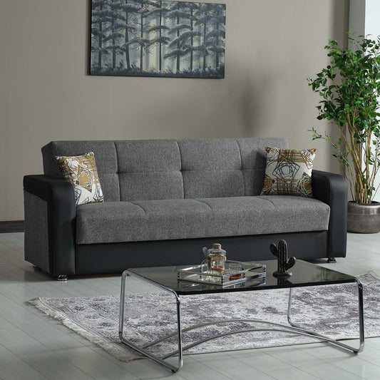 Harmony Upholstered Convertible Sofabed with Storage Grey-PU