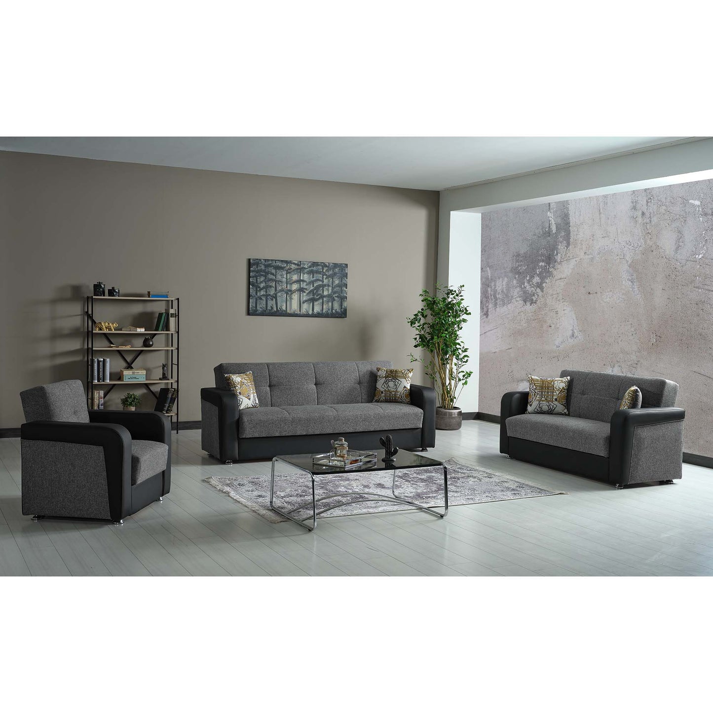 Harmony Upholstered Convertible Sofabed with Storage Grey-PU