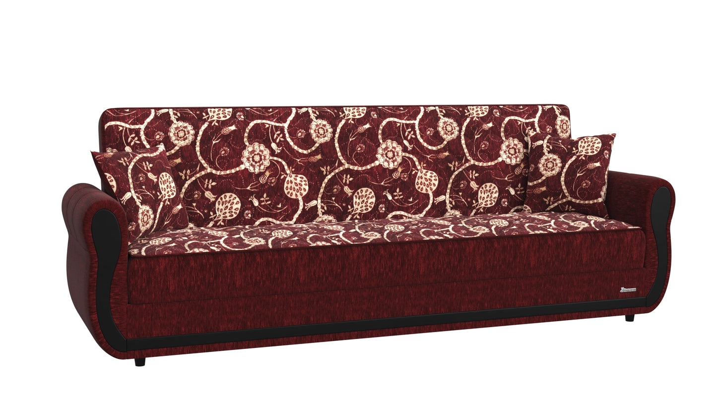 Havana Upholstered Convertible Sofabed with Storage Burgundy