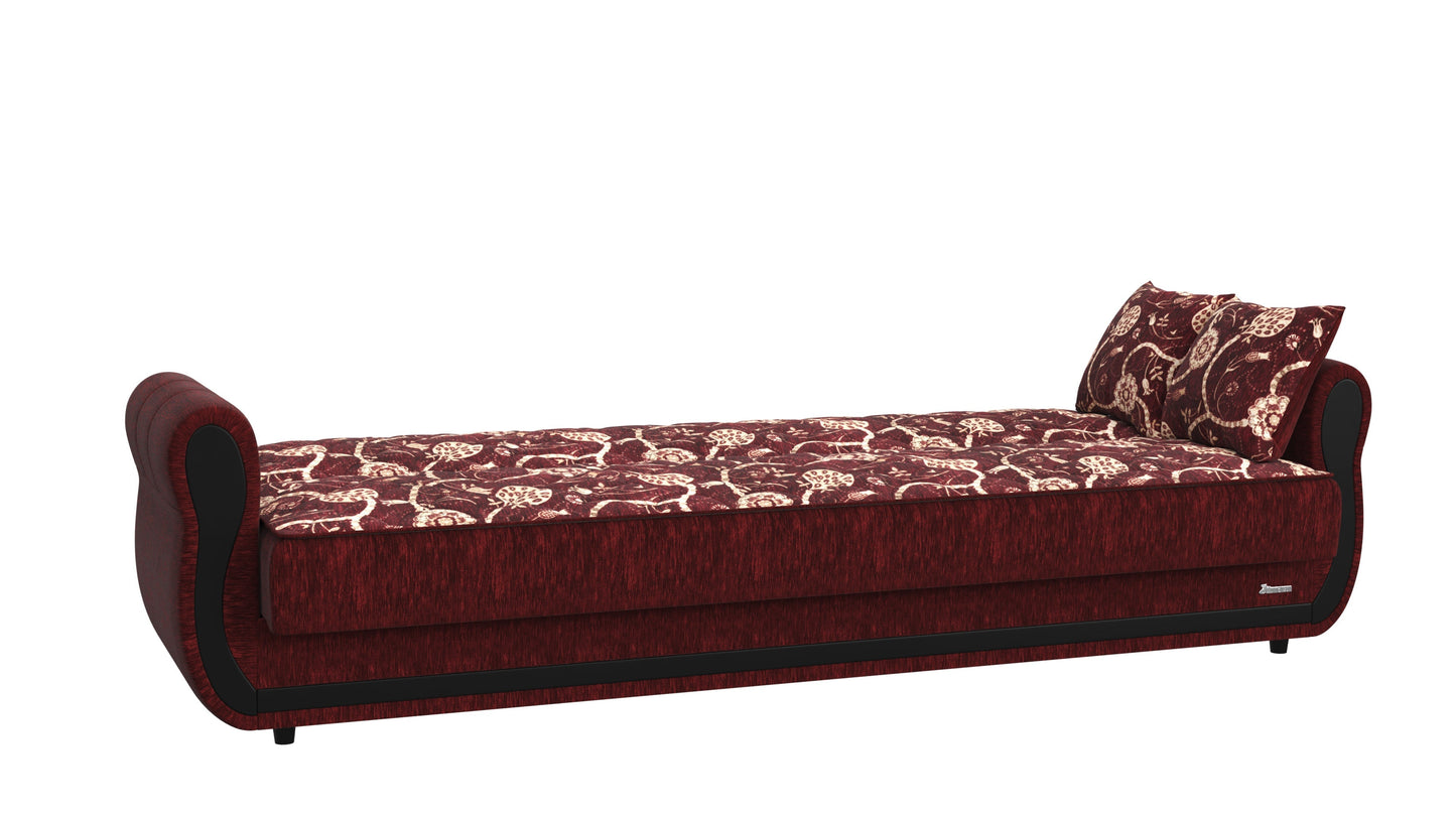 Havana Upholstered Convertible Sofabed with Storage Burgundy