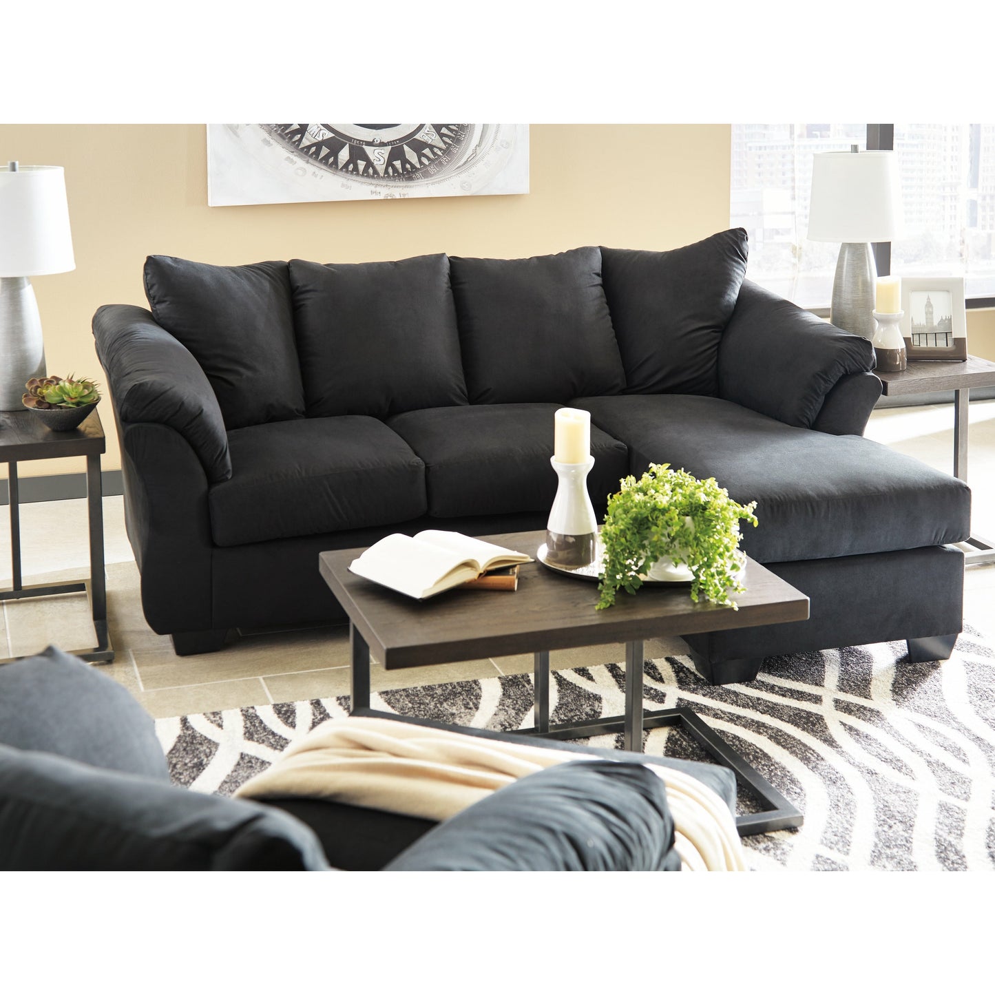 Darcy Sofa Chaise - Black