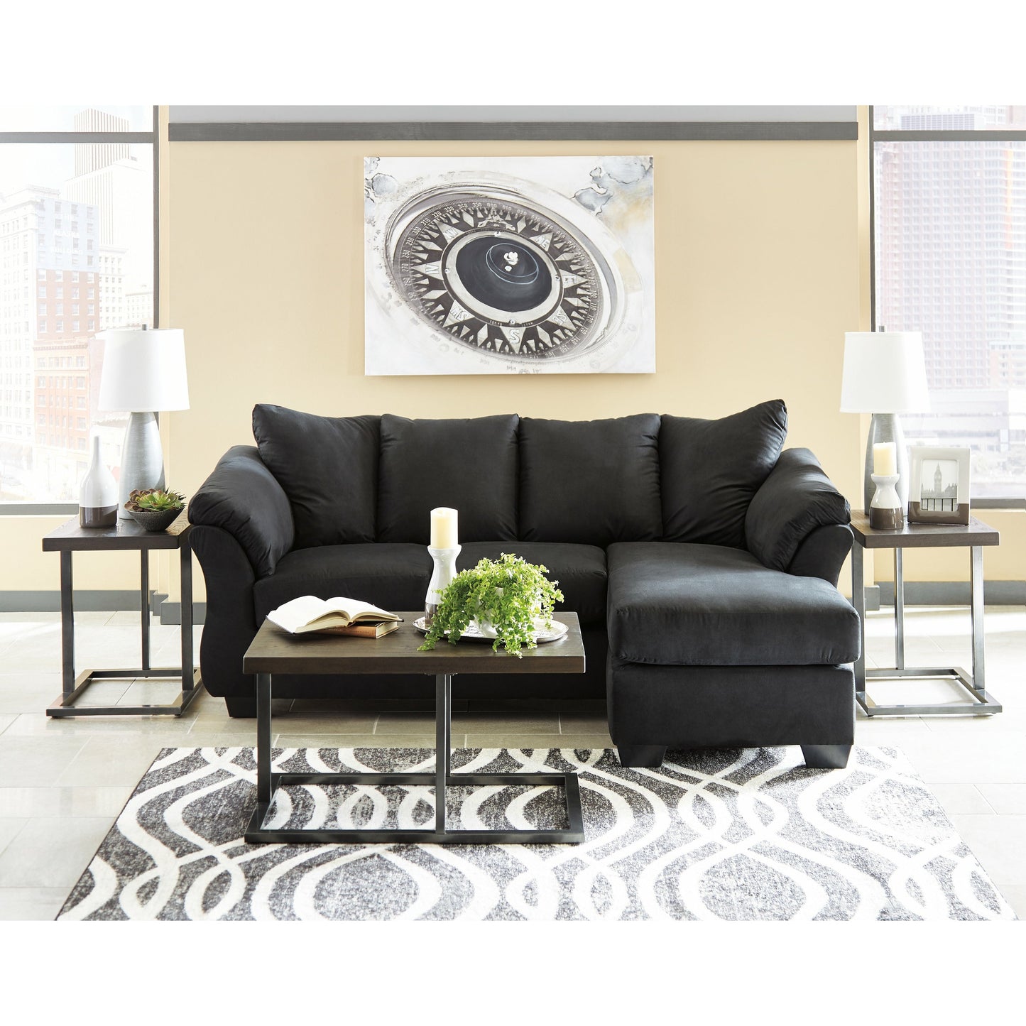 Darcy Sofa Chaise - Black