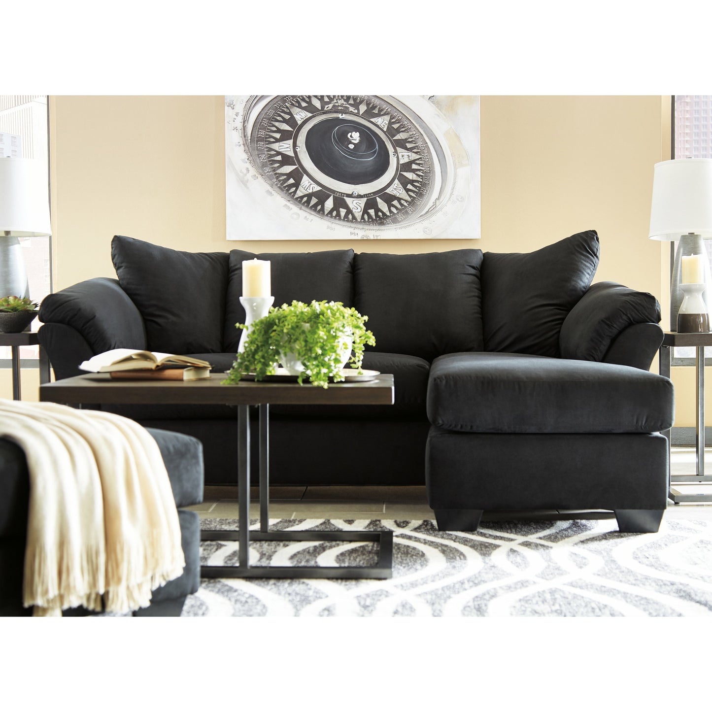 Darcy Sofa Chaise - Black