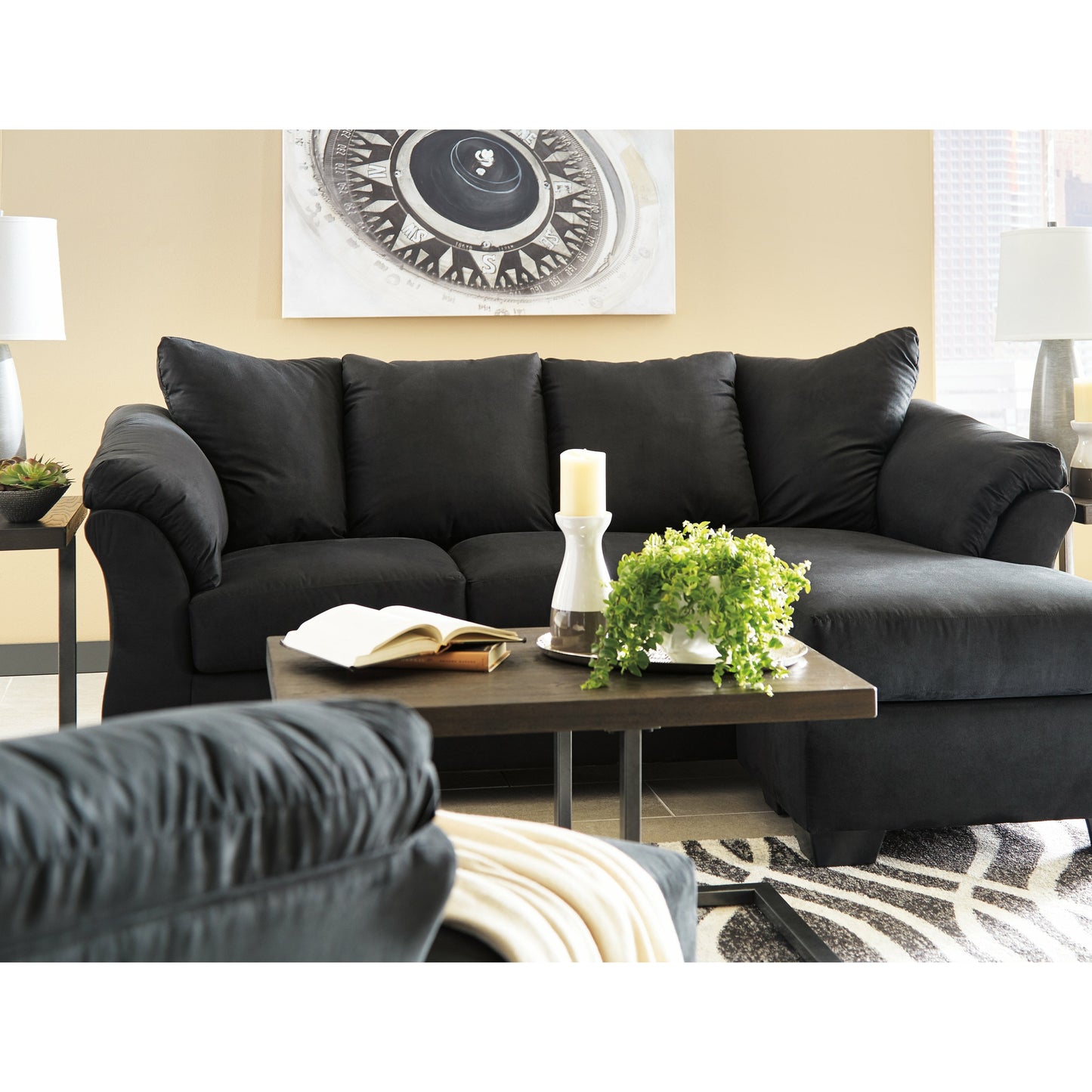 Darcy Sofa Chaise - Black