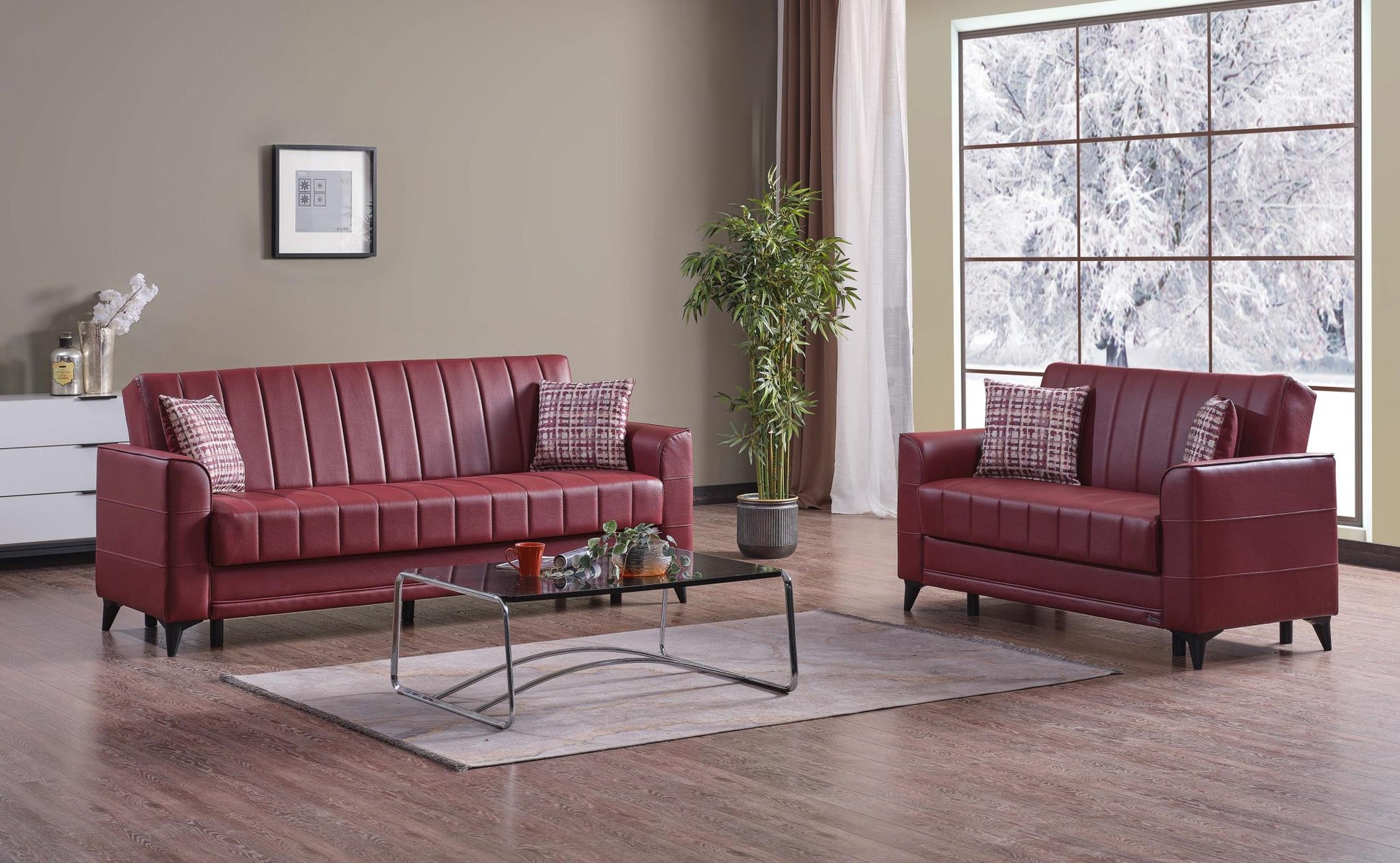 Jess 2-Piece Convertible Sleeper Living Room Set Faux Leather ASY Furniture  Houston TX