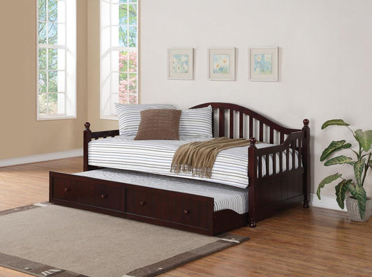 Julie Ann Cappuccino Arched Back Twin Daybed with Trundle