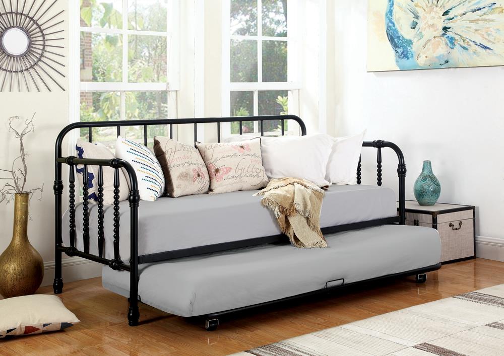 Marina Black Twin Metal Daybed with Trundle