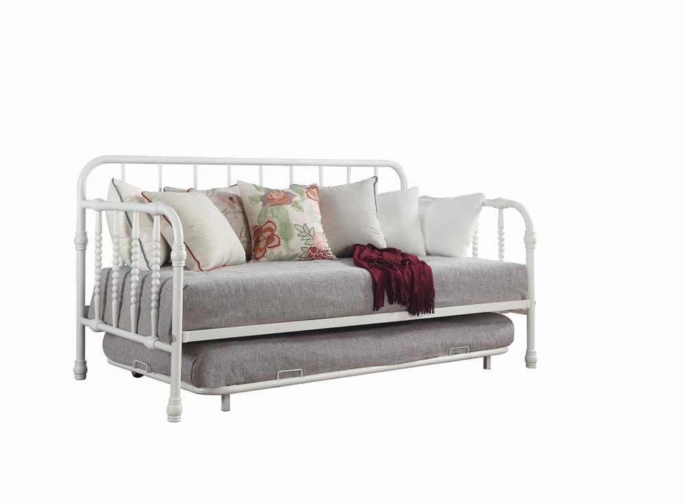 Marina White Twin Metal Daybed with Trundle