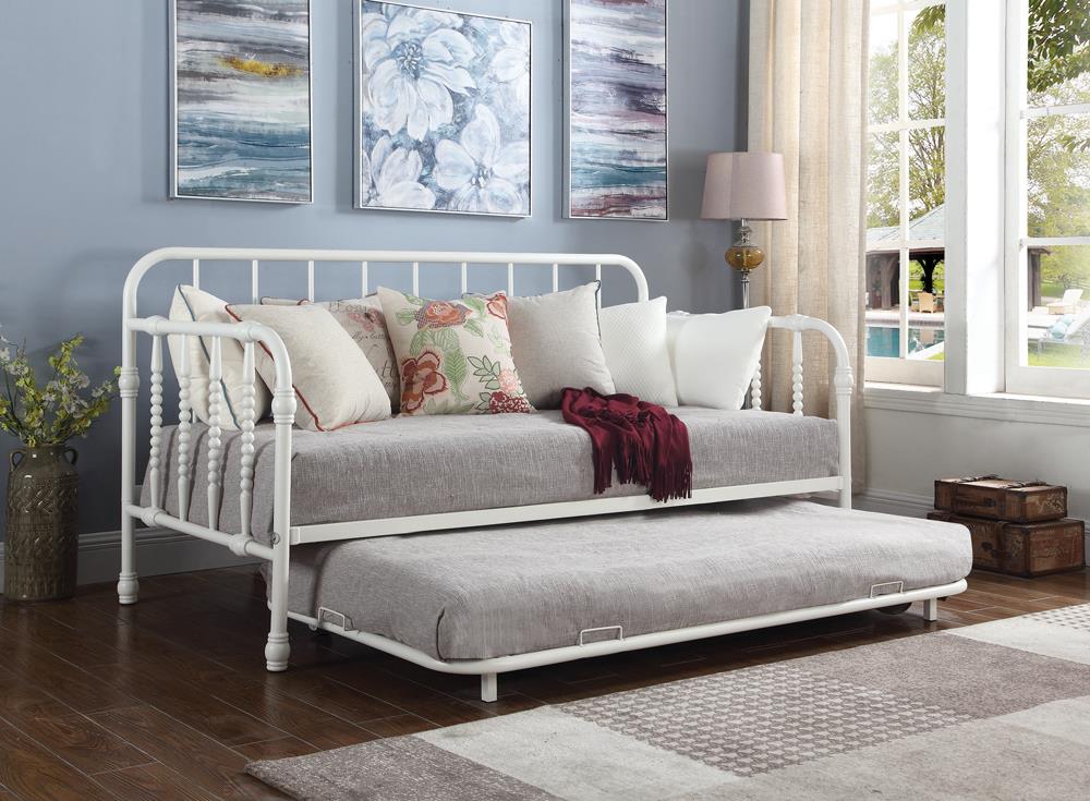 Marina White Twin Metal Daybed with Trundle