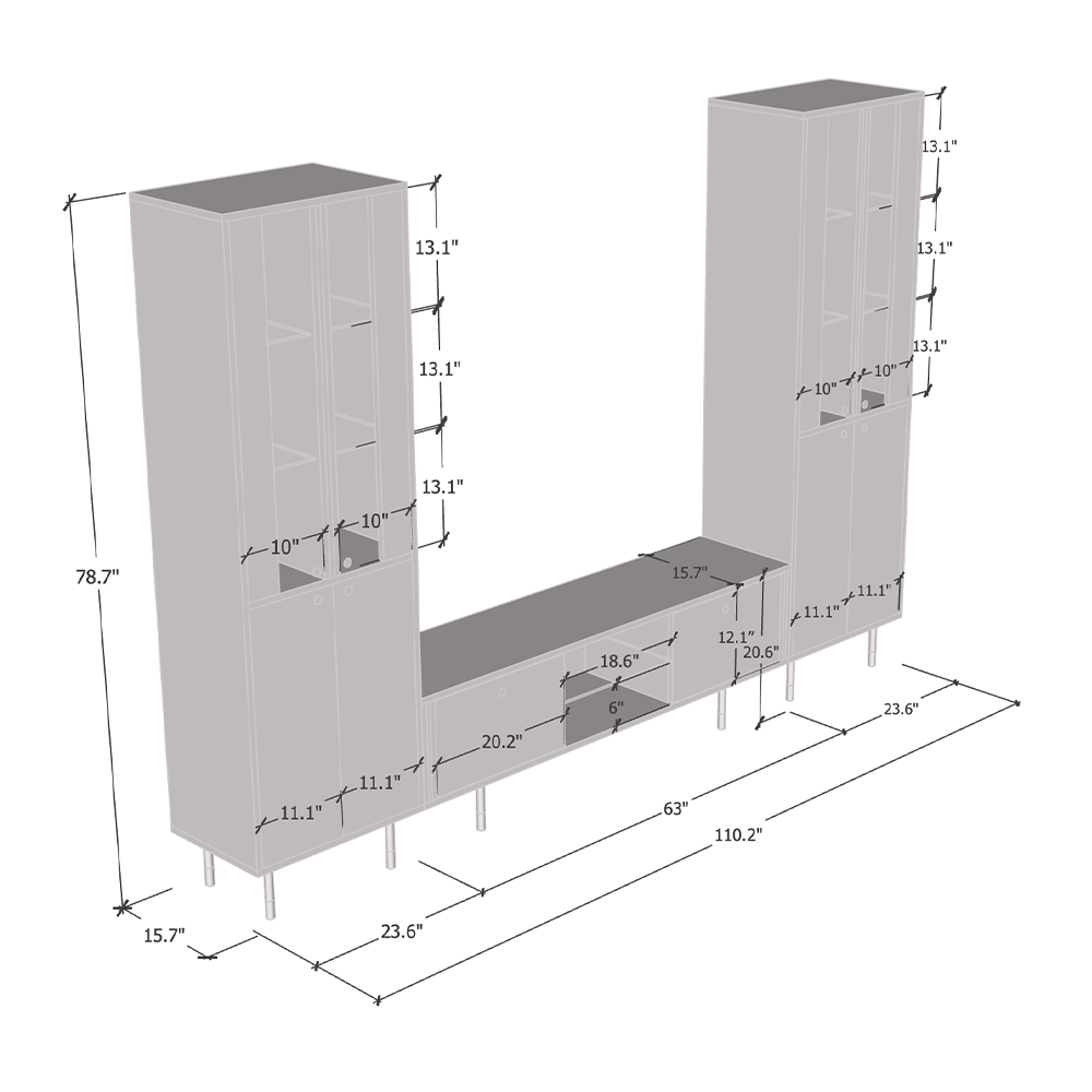 Cristal 01TV-BK-BK Entertainment Center