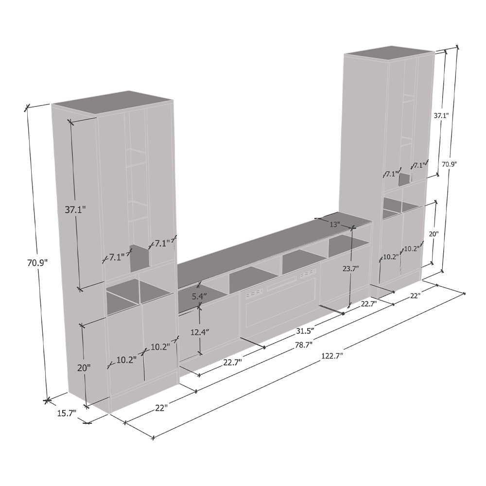 Disparo BL05-BK-BK Fireplace Entertainment Center