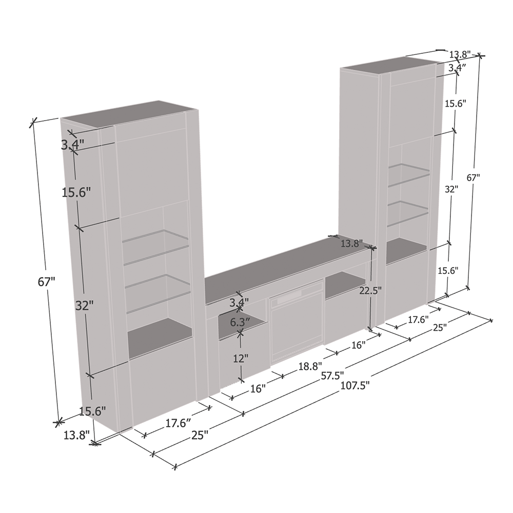 Milano 145EF-BK-BK Fireplace Entertainment Center