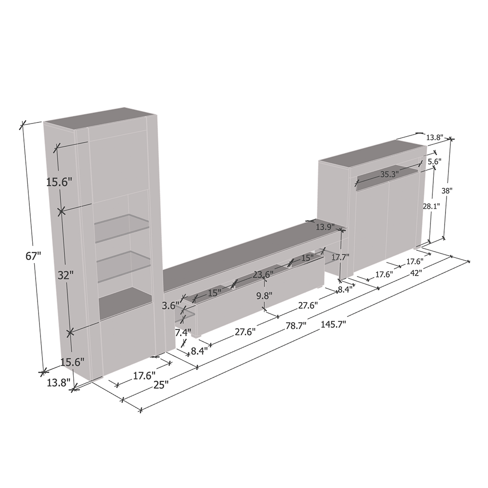 Milano 200-BK-2D Entertainment Center