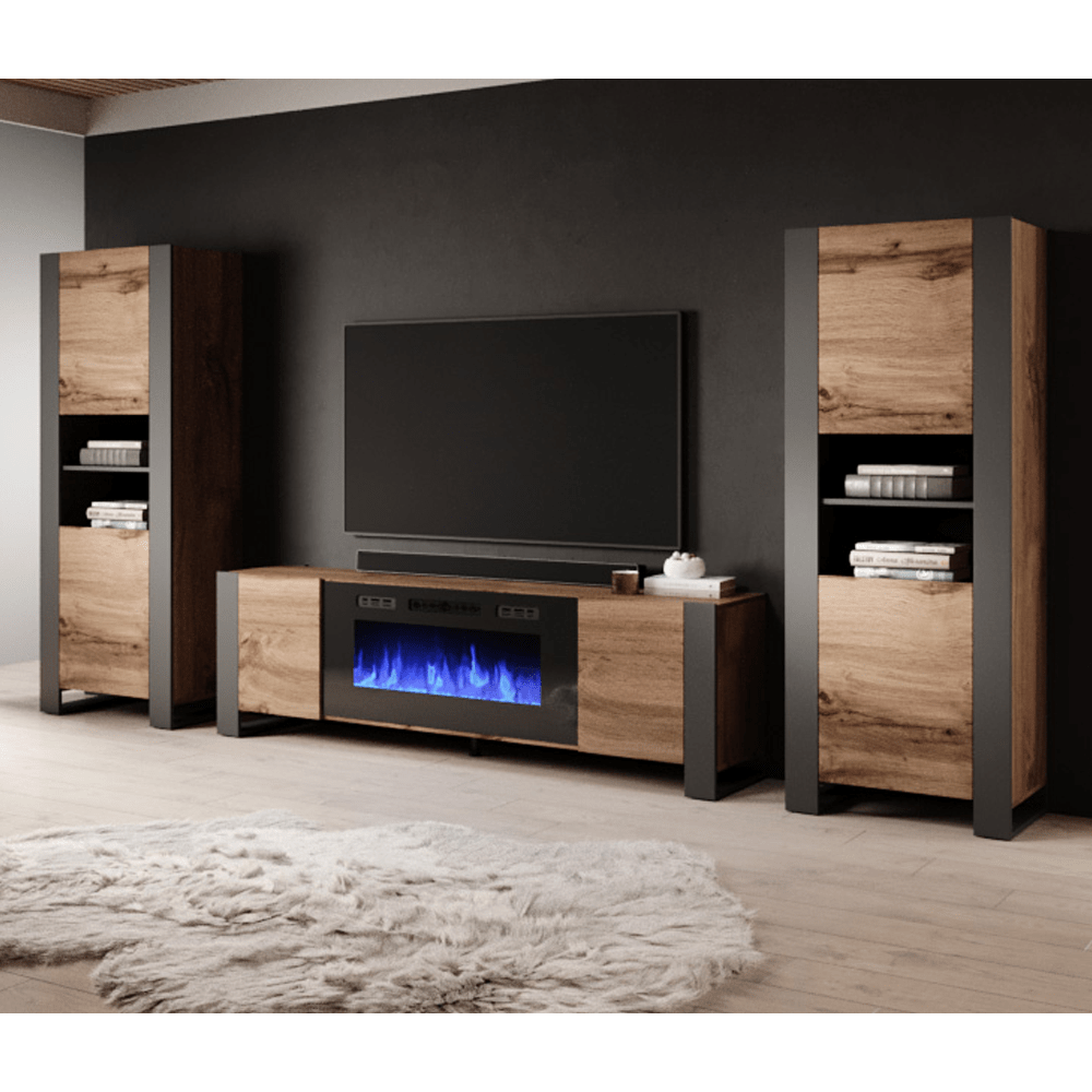 Woody BL-EF Electric Fireplace Entertainment Center - Meble Furniture