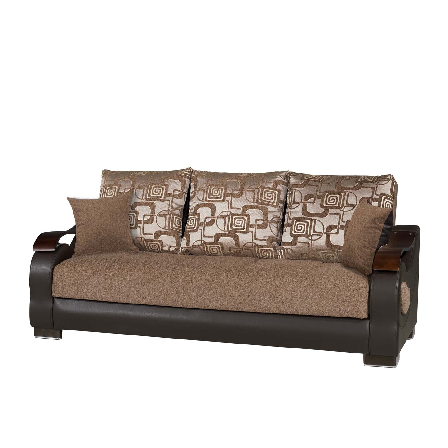 Metroplex Upholstered Convertible Sofabed with Storage Brown