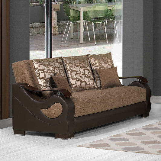 Metroplex Upholstered Convertible Sofabed with Storage Brown