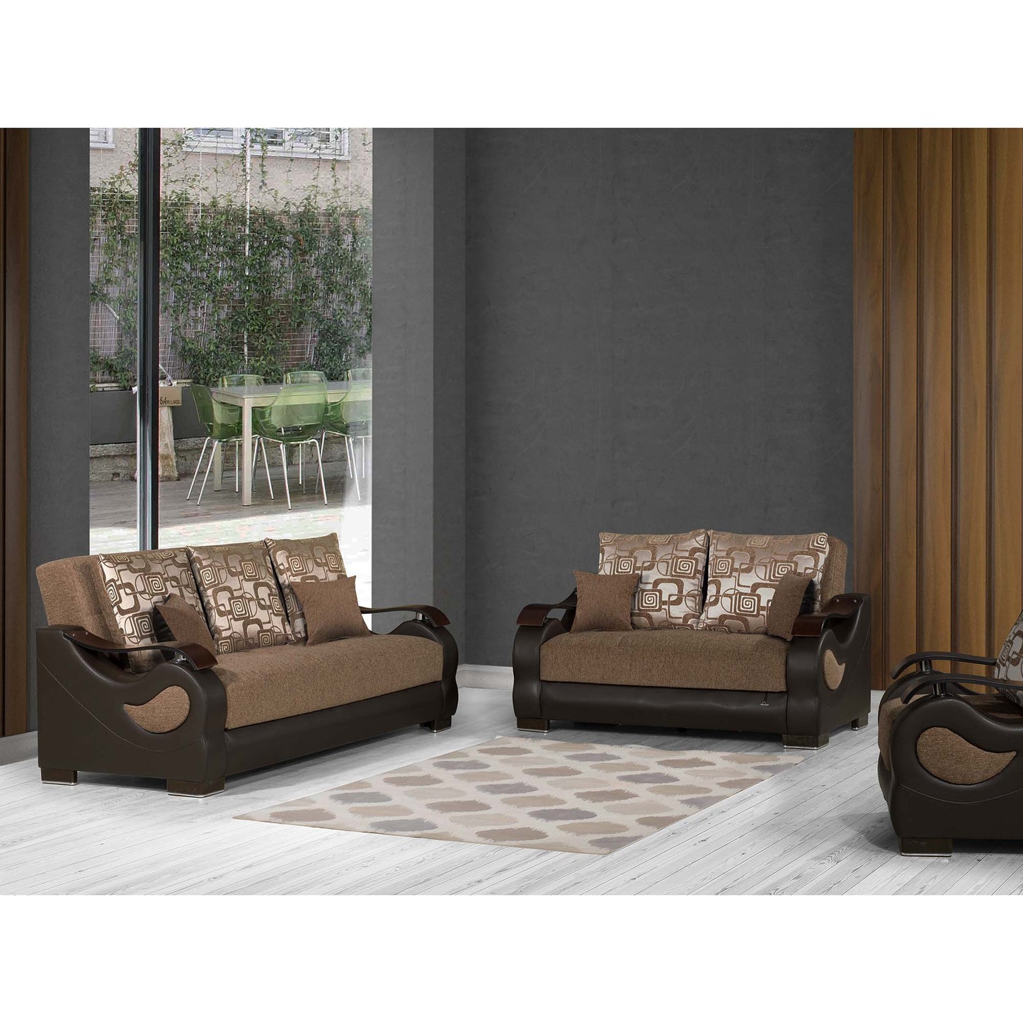 Metroplex Upholstered Convertible Sofabed with Storage Brown