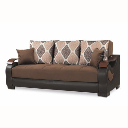 Metroplex Upholstered Convertible Sofabed with Storage Dark Brown