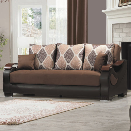 Metroplex Upholstered Convertible Sofabed with Storage Dark Brown