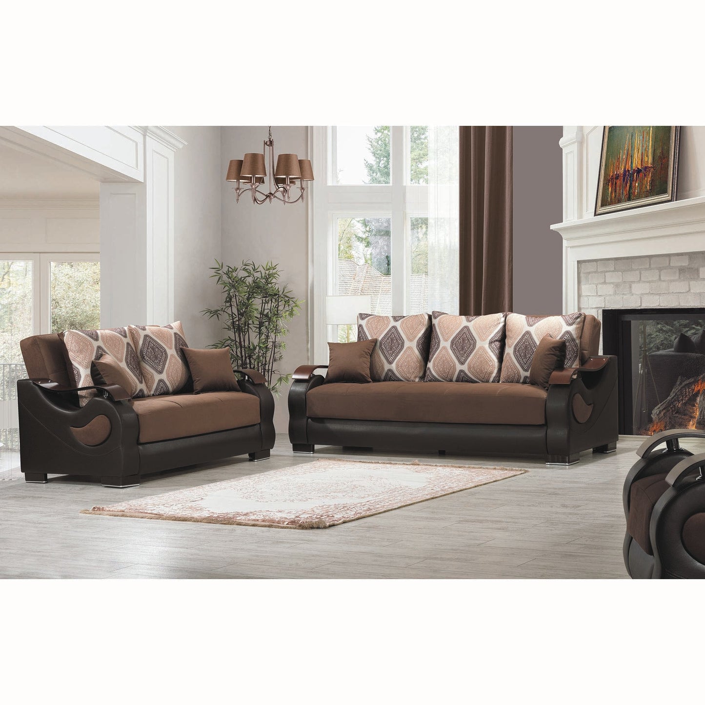 Metroplex Upholstered Convertible Sofabed with Storage Dark Brown