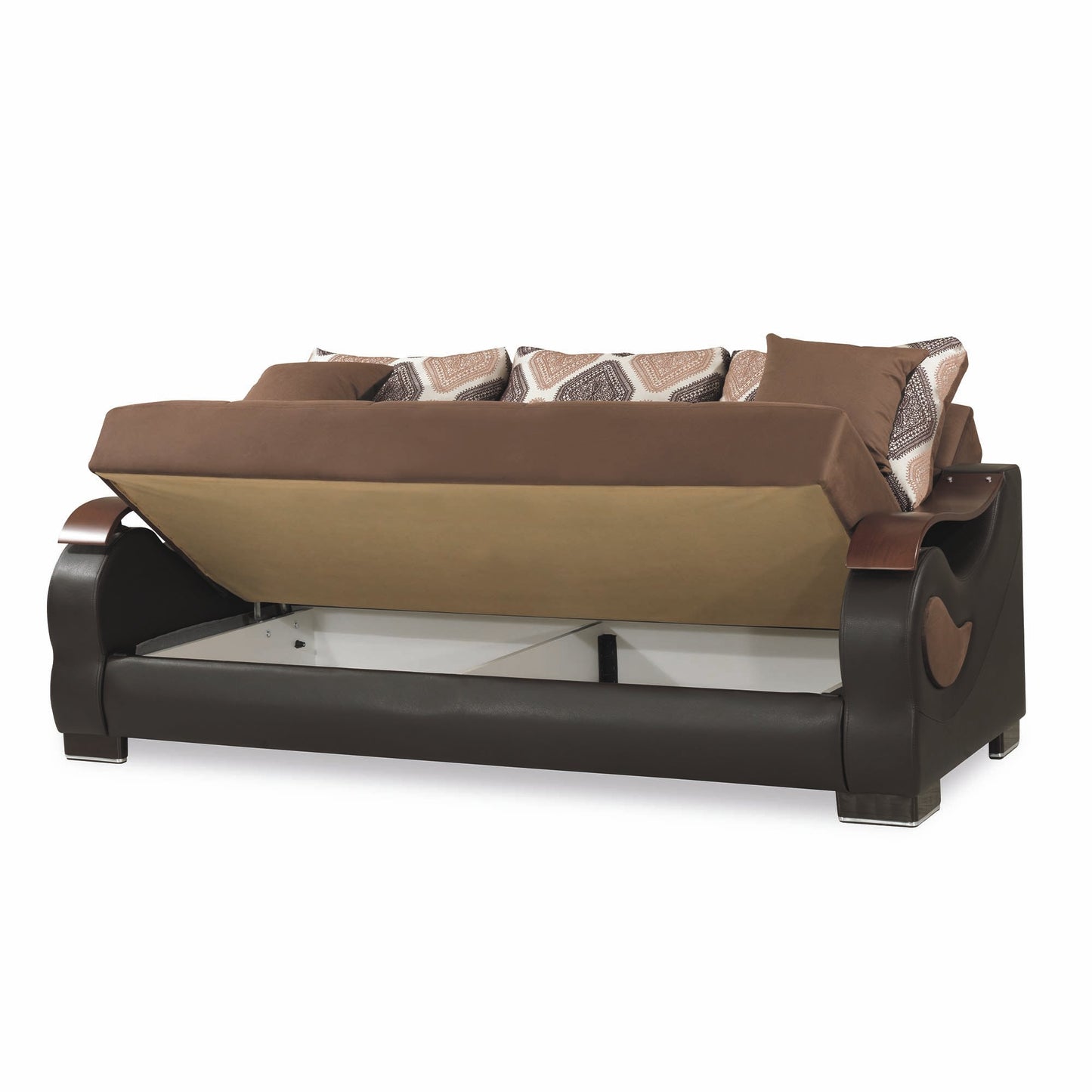 Metroplex Upholstered Convertible Sofabed with Storage Dark Brown