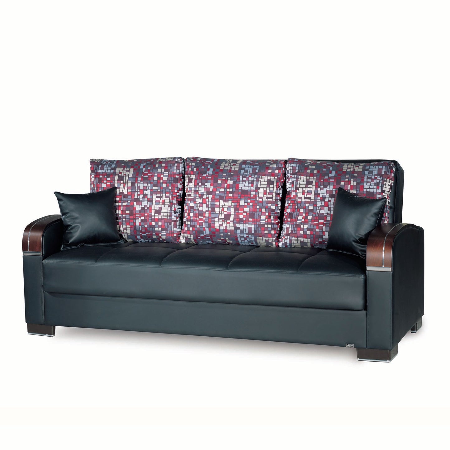 Mobimax Upholstered Convertible Sofabed with Storage Black-PU