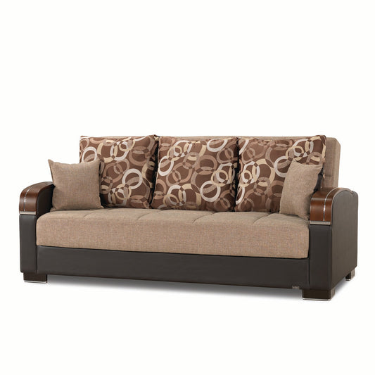 Mobimax Upholstered Convertible Sofabed with Storage Brown