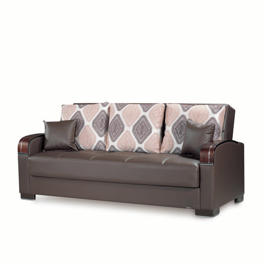 Mobimax Upholstered Convertible Sofabed with Storage Brown-PU