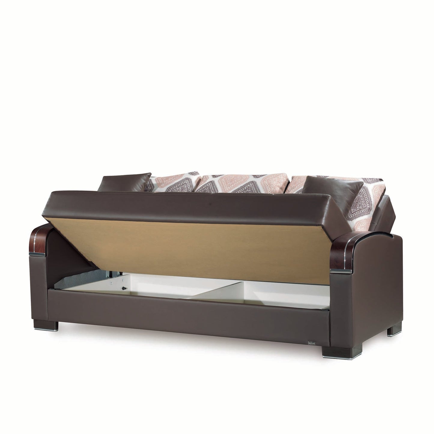 Mobimax Upholstered Convertible Sofabed with Storage Brown-PU