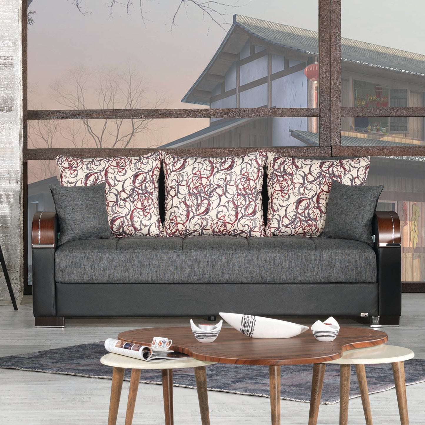 Mobimax Upholstered Convertible Sofabed with Storage Grey