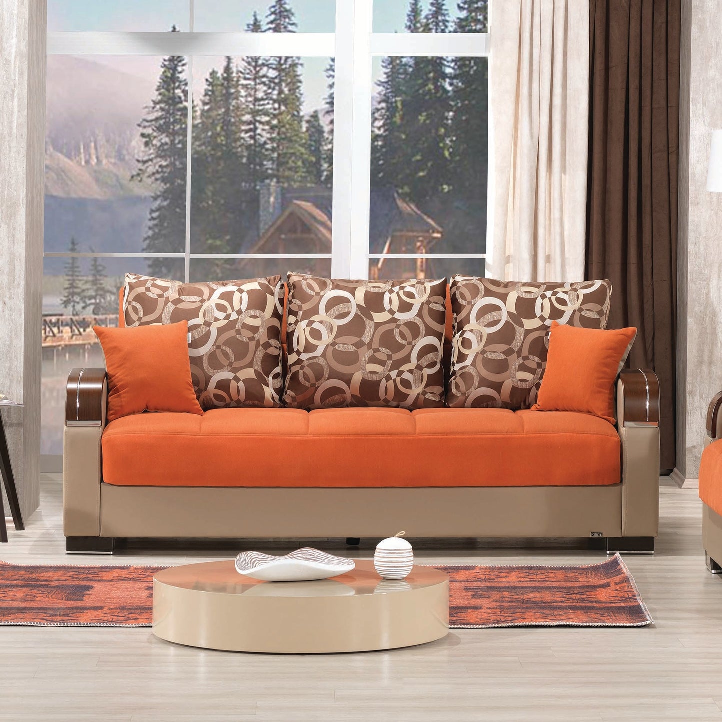 Mobimax Upholstered Convertible Sofabed with Storage Orange