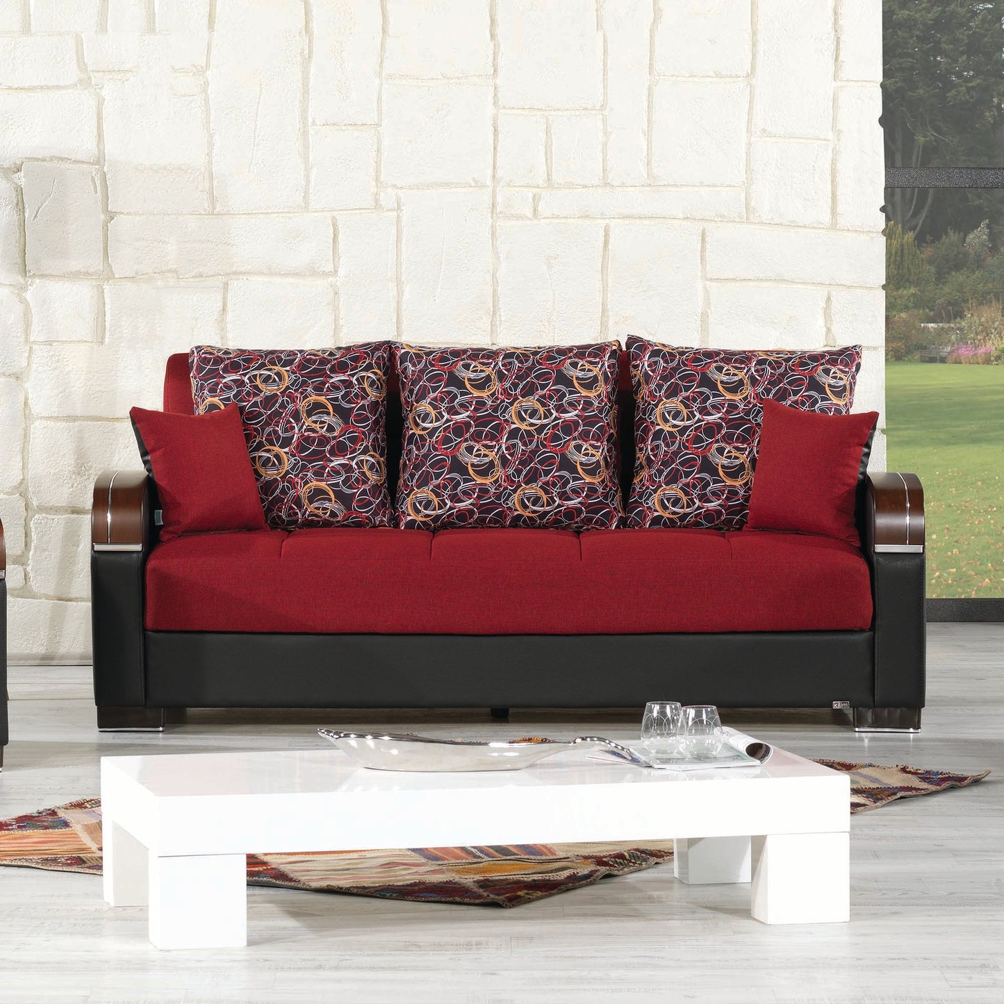 Mobimax Upholstered Convertible Sofabed with Storage Red