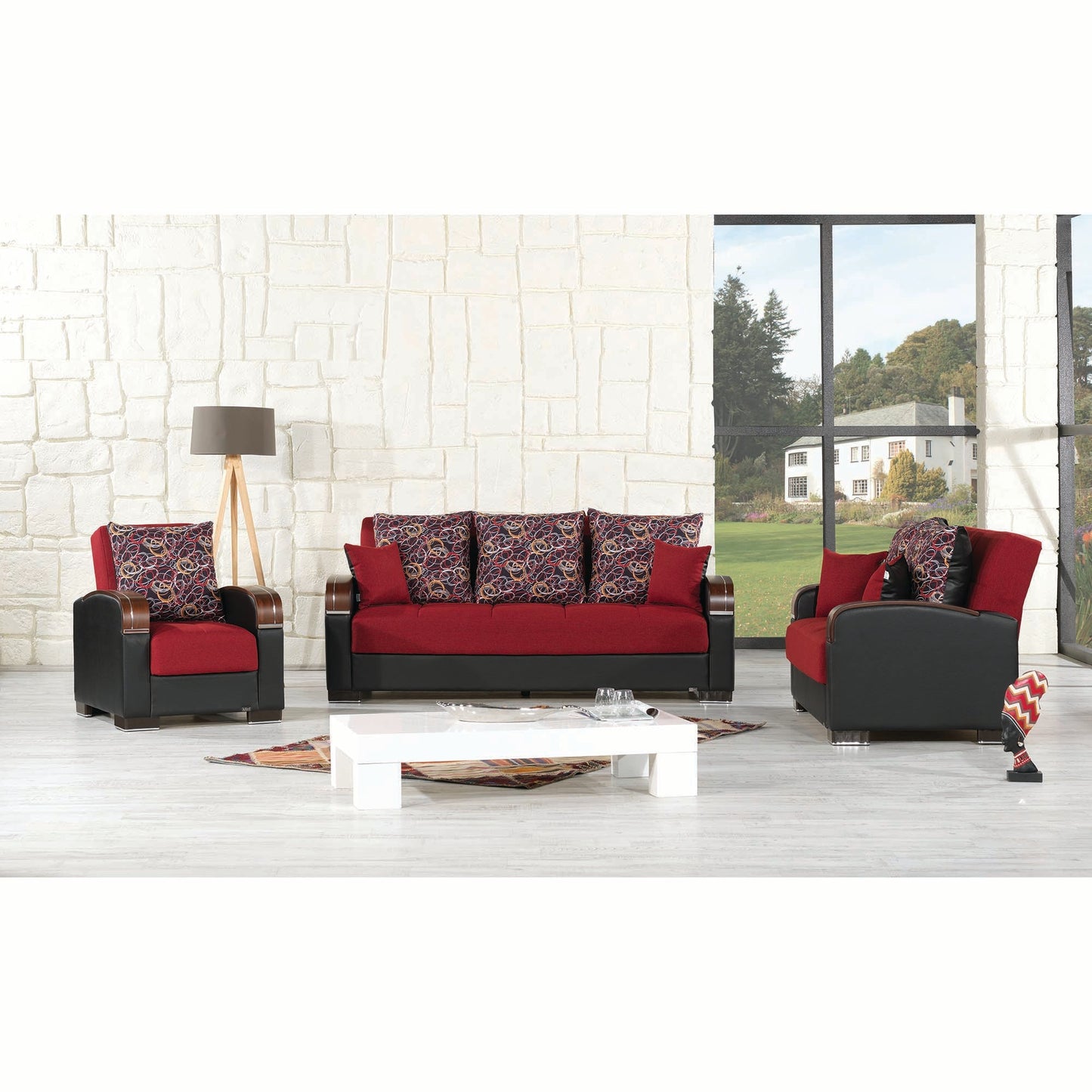 Mobimax Upholstered Convertible Sofabed with Storage Red