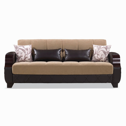 Molina Upholstered Convertible Sofabed with Storage Brown