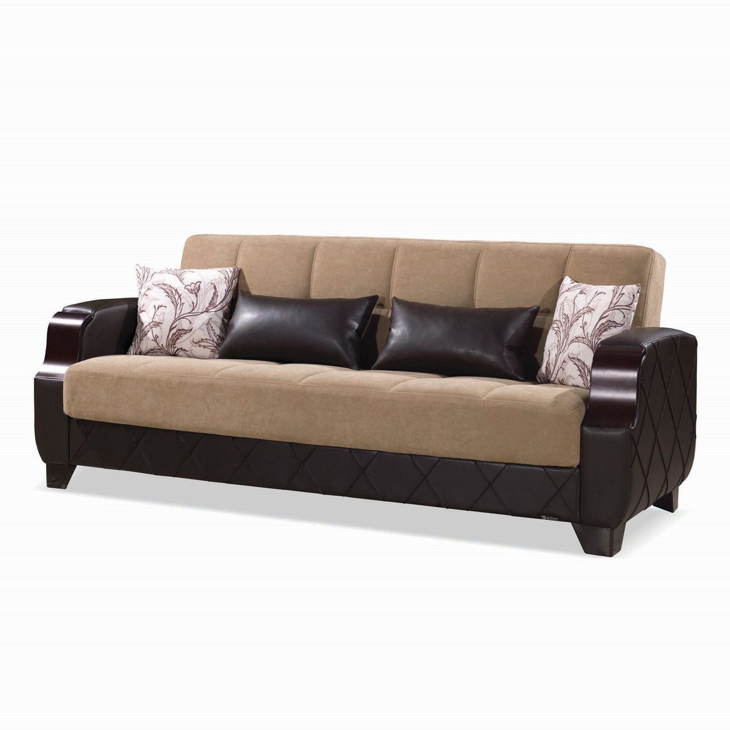 Molina Upholstered Convertible Sofabed with Storage Brown