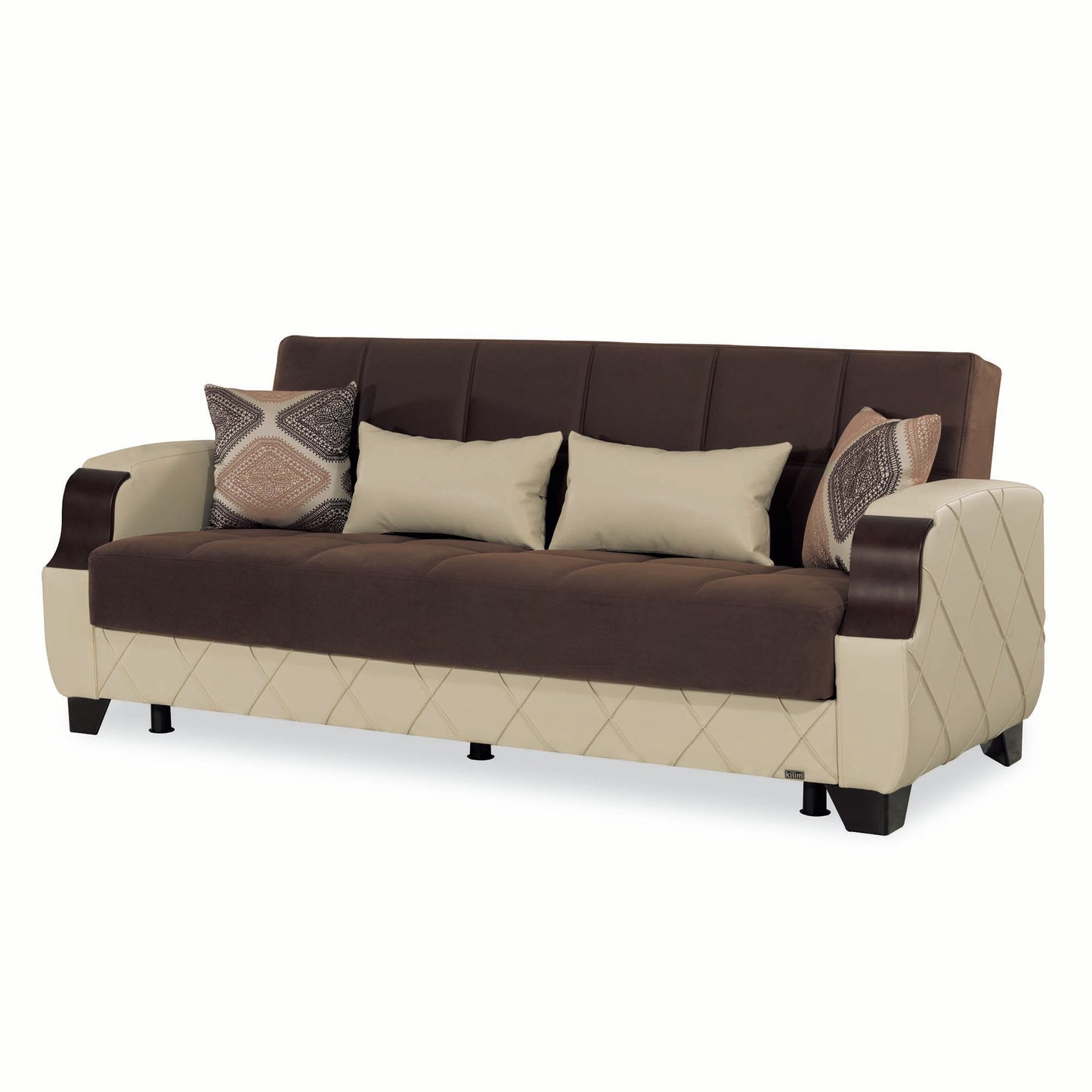 Molina Upholstered Convertible Sofabed with Storage Dark Brown