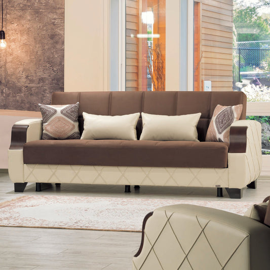 Molina Upholstered Convertible Sofabed with Storage Dark Brown