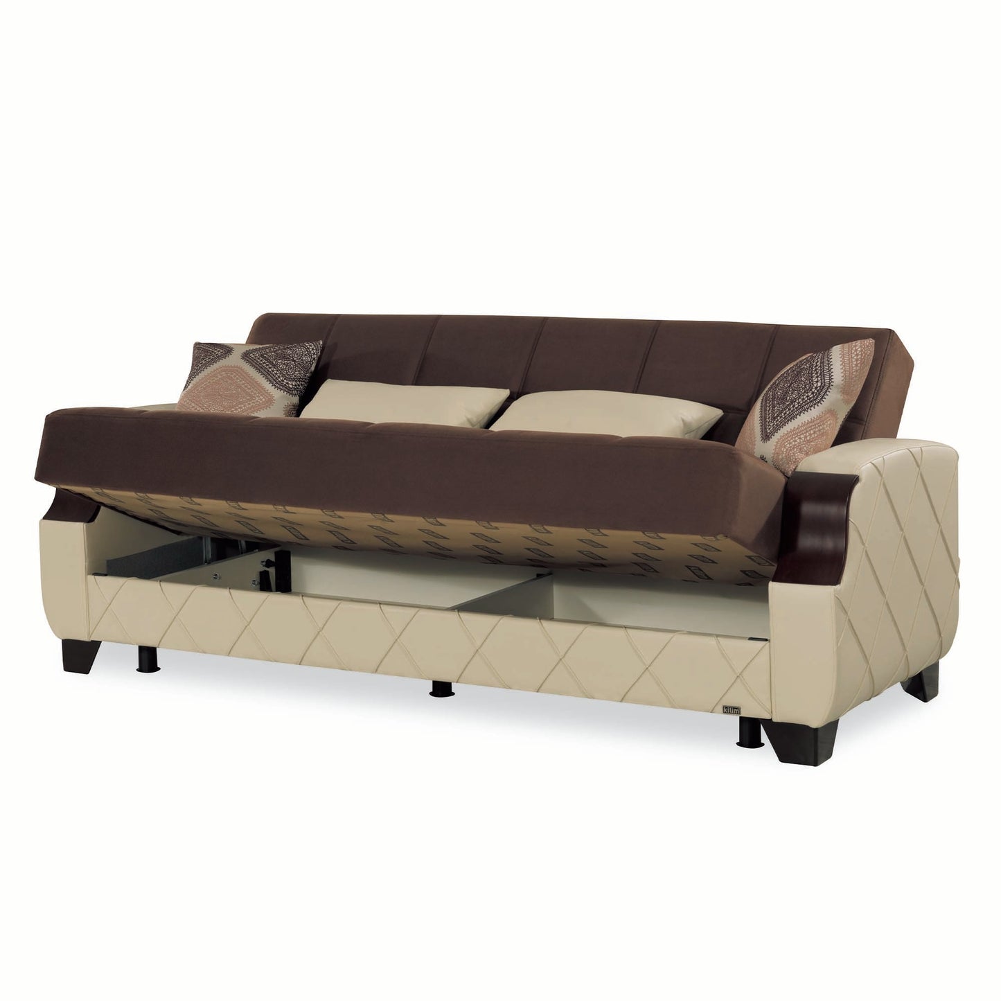 Molina Upholstered Convertible Sofabed with Storage Dark Brown