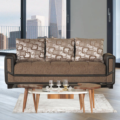 Mondo Modern Upholstered Convertible Sofabed with Storage Brown