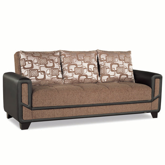 Mondo Modern Upholstered Convertible Sofabed with Storage Brown