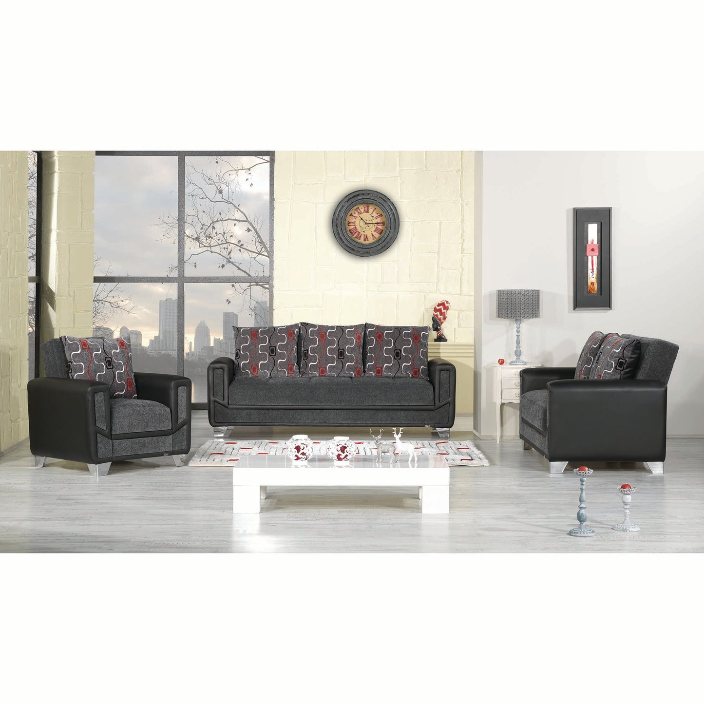 Mondo Modern Upholstered Convertible Sofabed with Storage Grey