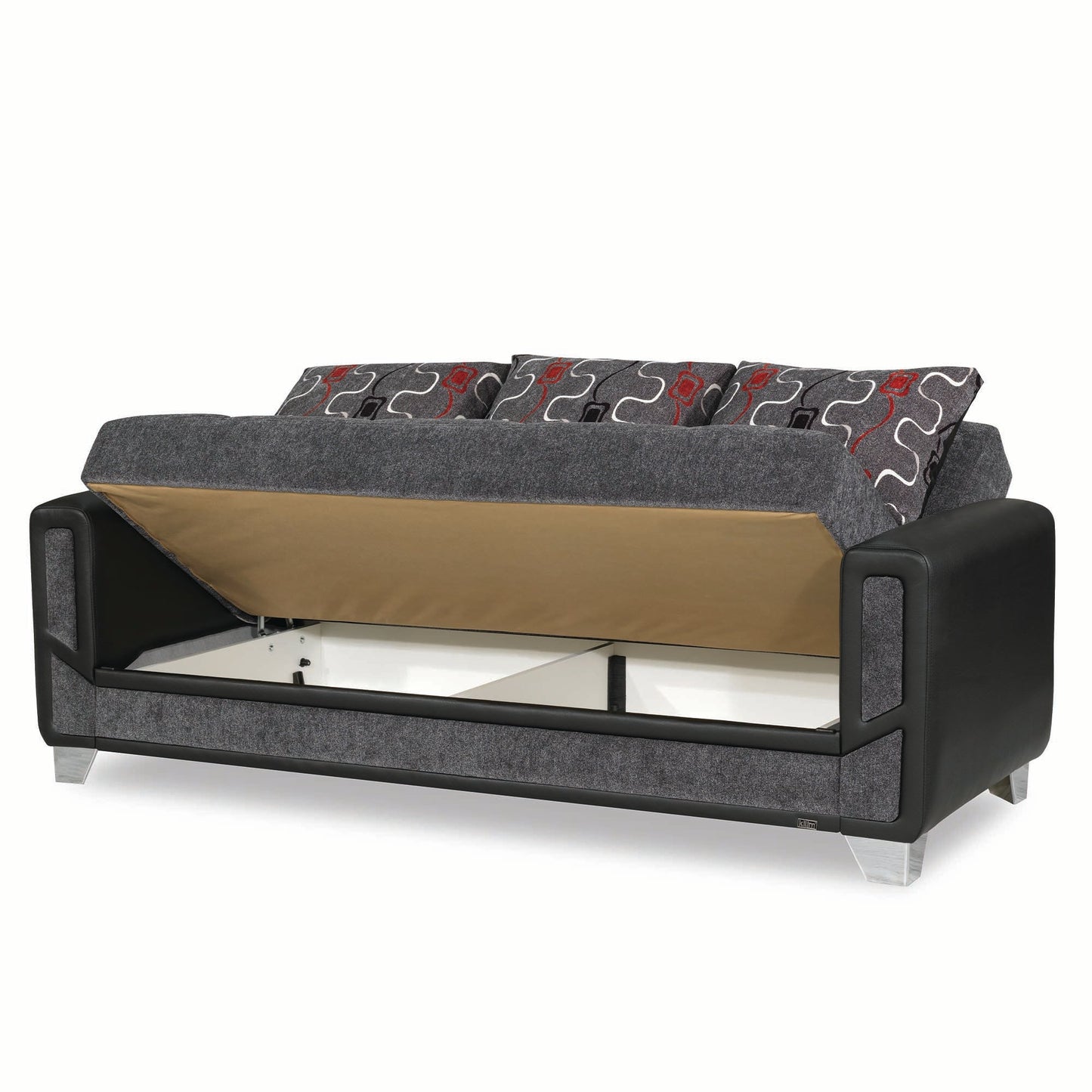 Mondo Modern Upholstered Convertible Sofabed with Storage Grey